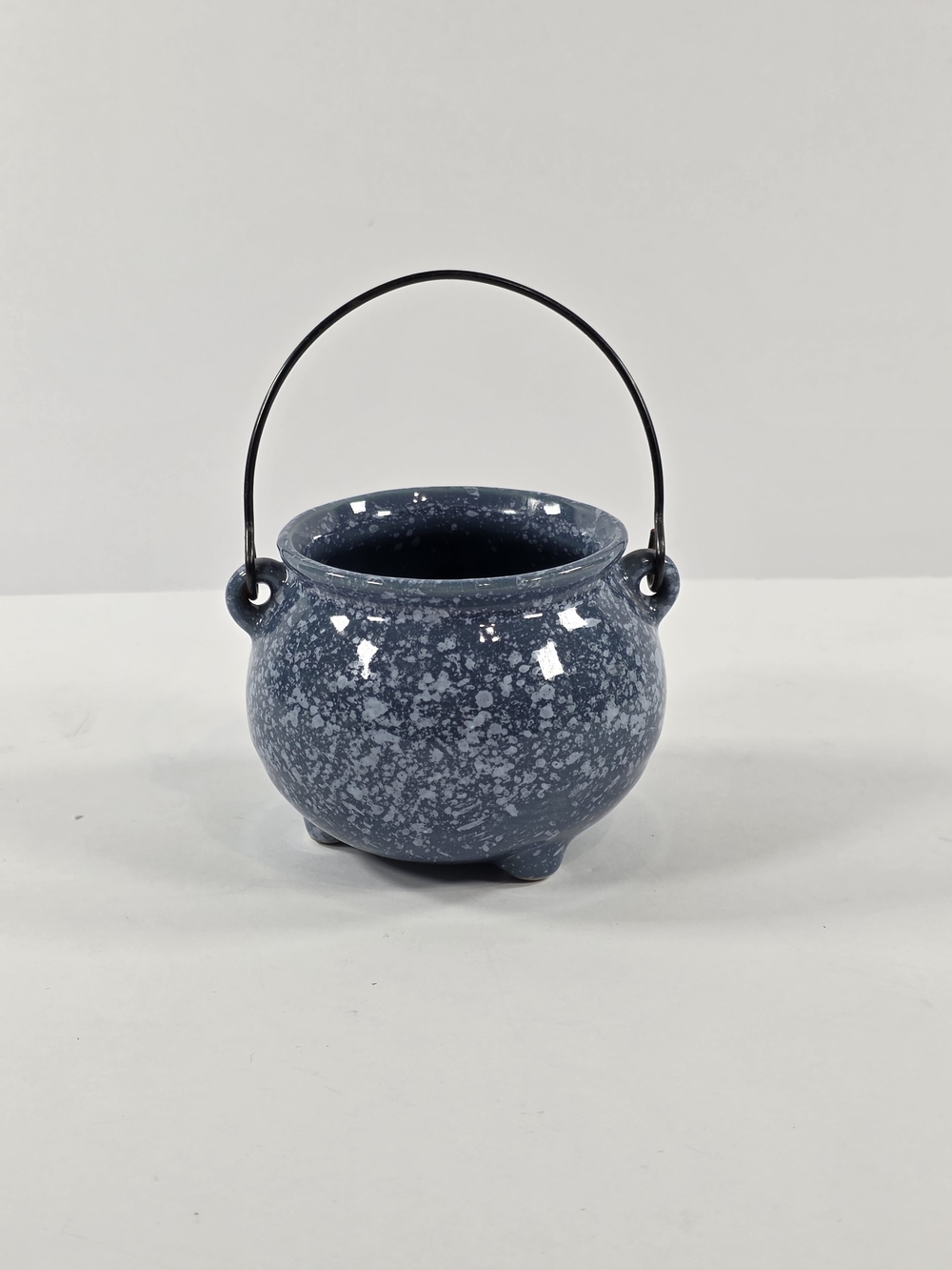 Blue Speckled Porcelain Ceramic Cauldron Witchy Vibes